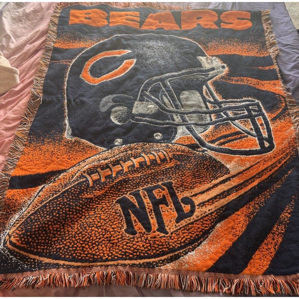 Chicago Bears Northwest Company 55"x42" Throw Blanket Fringe Made in USA Acrylic